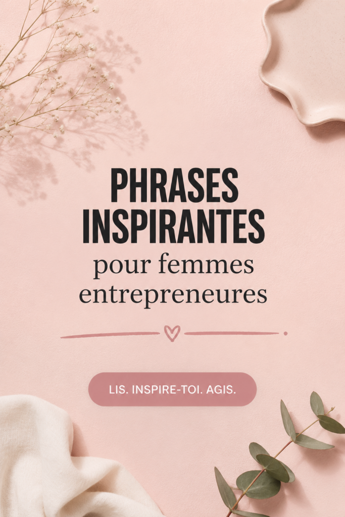Un tableau avec des phrases inspirantes pour femmes entrepreneuses sur un fond coloré.