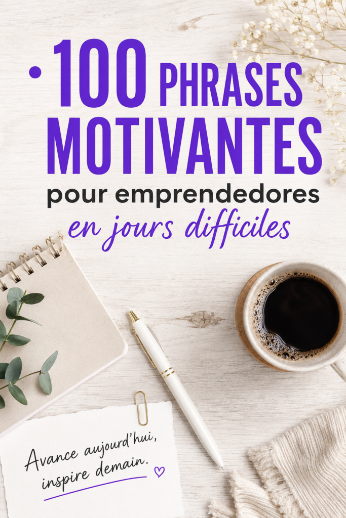 Citations inspirantes pour femmes entrepreneures en fond pastel.