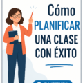 Une enseignante en train de préparer un plan de cours sur un bureau