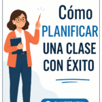 Une enseignante en train de préparer un plan de cours sur un bureau