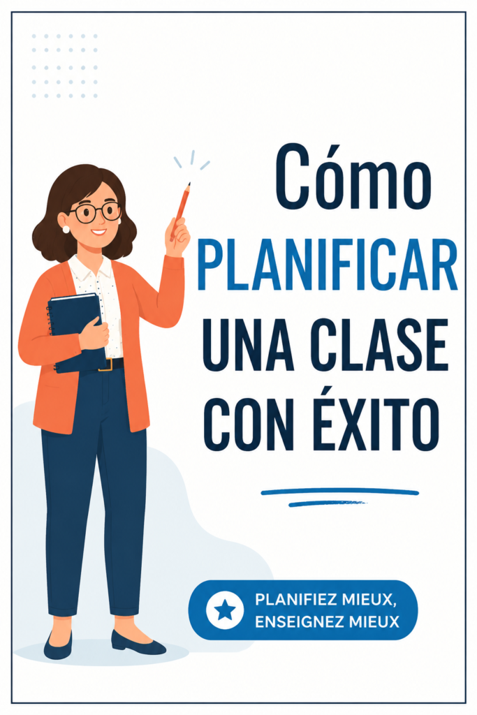 Une enseignante en train de préparer un plan de cours sur un bureau