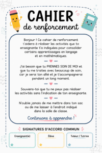 Une mère aide son enfant à colorier dans un cahier éducatif.