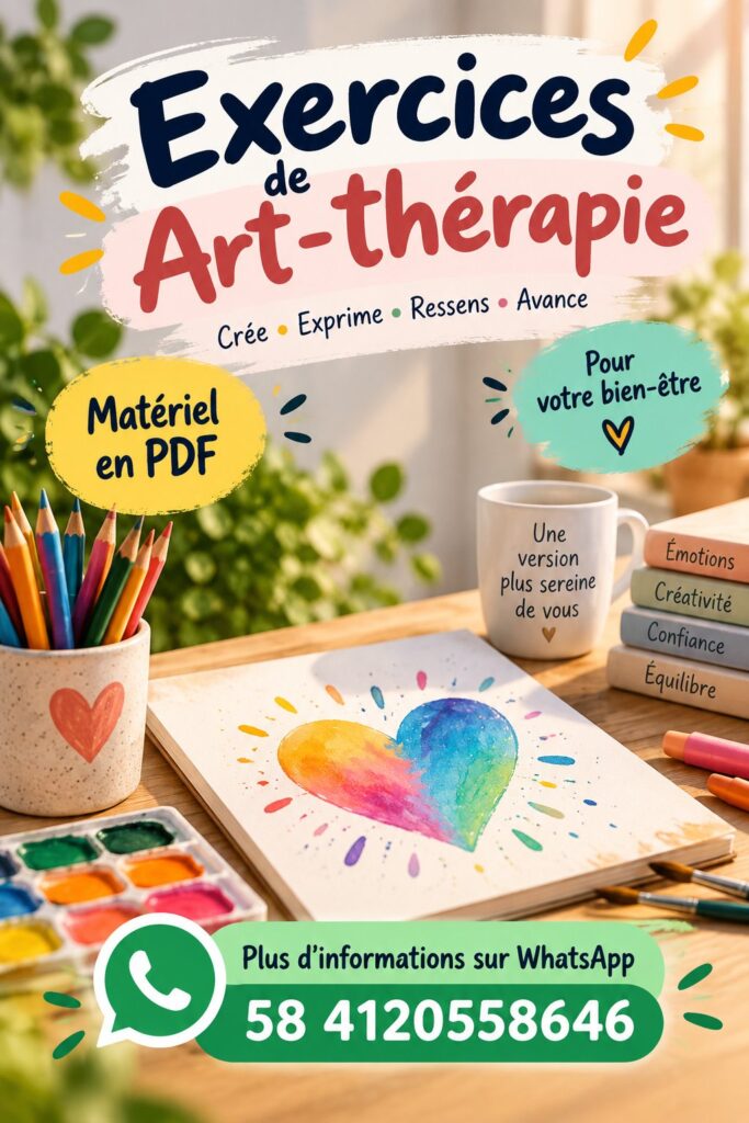 Une femme pratiquant l'art-thérapie avec des couleurs vives, symbolisant la créativité et le bien-être.