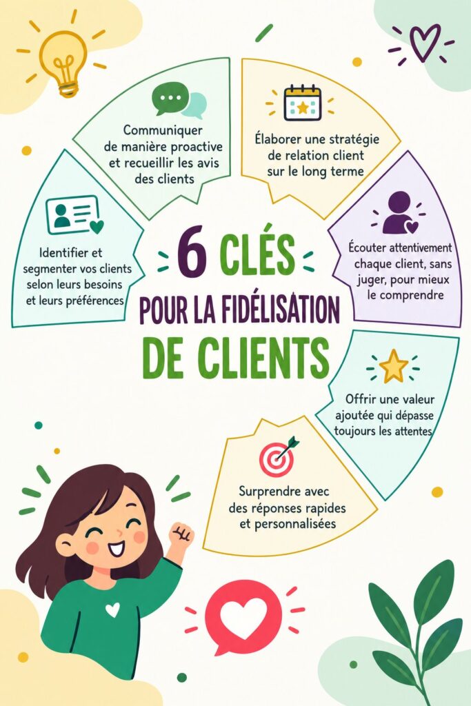 Une femme d'affaires enthousiaste échange avec ses clients pour renforcer leur fidélité.