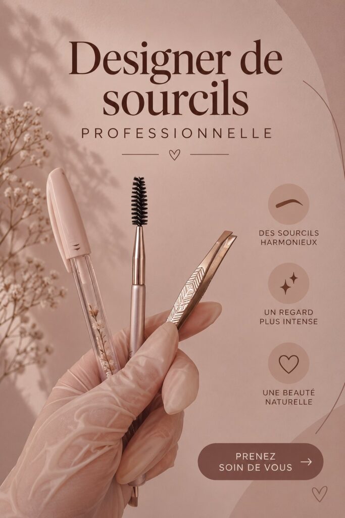 Image d'une esthéticienne en train de dessiner des sourcils sur une cliente dans un salon de beauté.