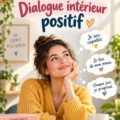 Femme en train de réfléchir avec un sourire, évoquant un dialogue intérieur positif.