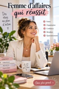 Femme d'affaires souriante dans un environnement professionnel qui réussit