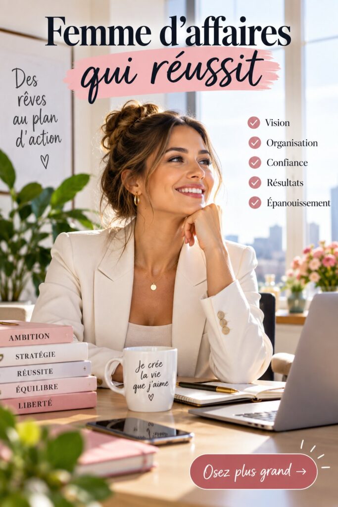 Femme d'affaires souriante dans un environnement professionnel qui réussit
