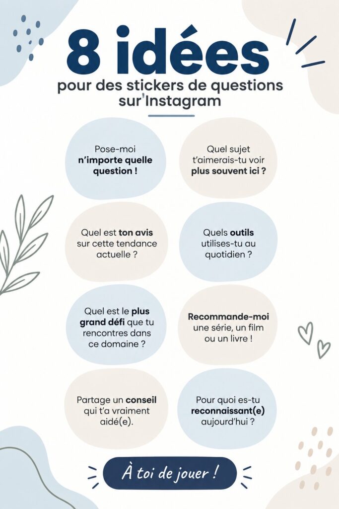 Exemples de stickers de questions Instagram sur un smartphone