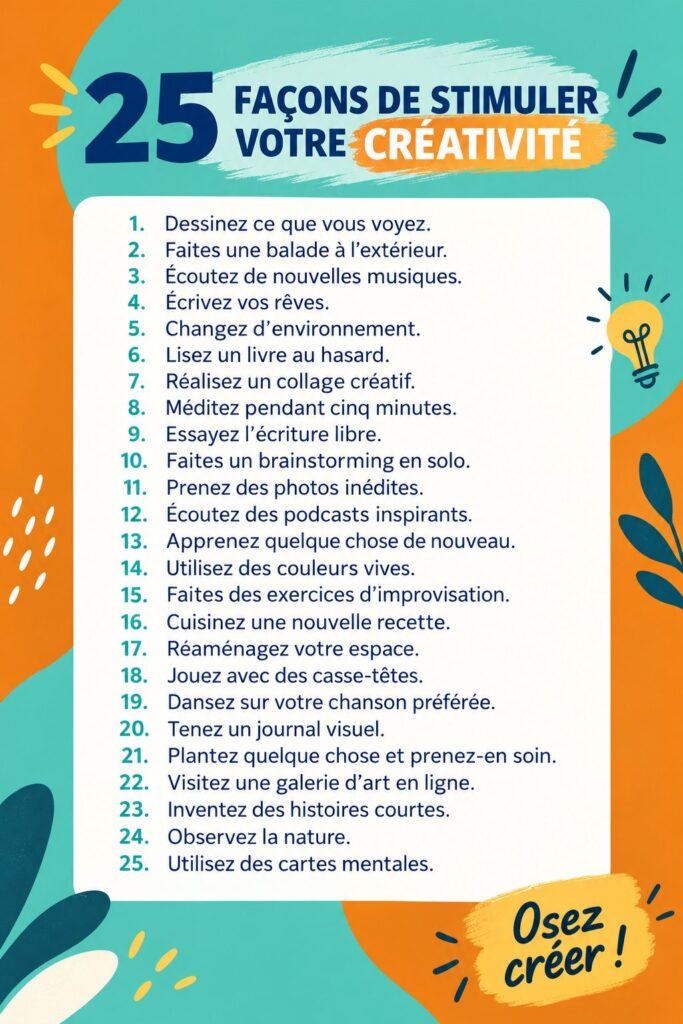 Femme souriante, entourée de matériel artistique, explorant sa créativité.