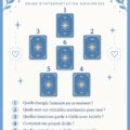 Un tirage de tarot sur une table, avec des cartes disposées pour explorer les sentiments amoureux.